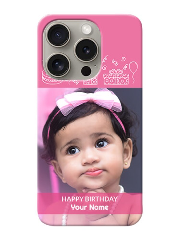 Custom iPhone 15 Pro Custom Mobile Cover with Birthday Line Art Design