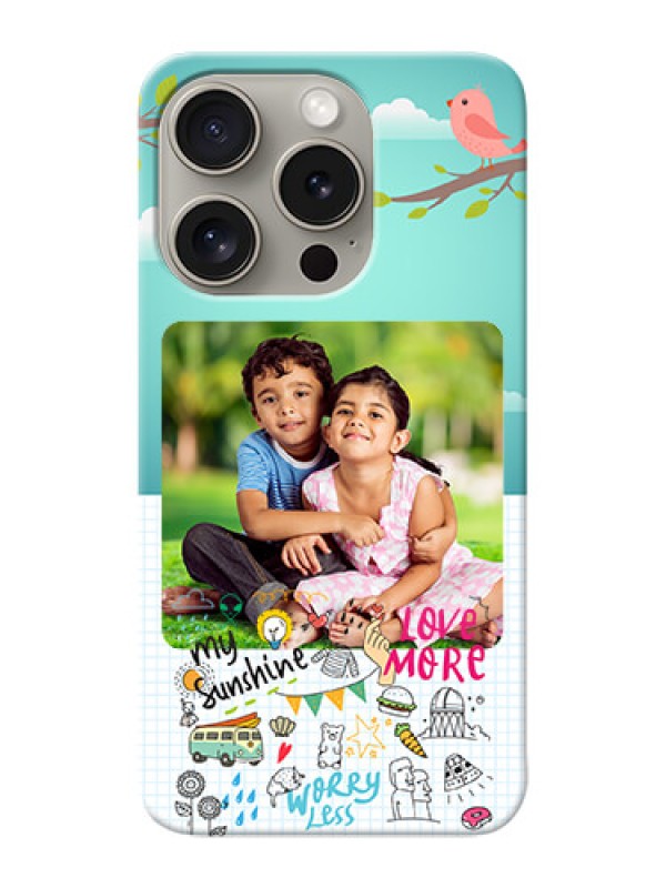Custom iPhone 15 Pro phone cases online: Doodle love Design