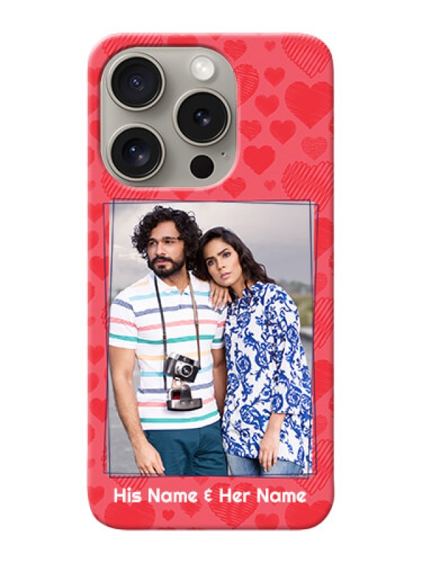 Custom iPhone 15 Pro Mobile Back Covers: with Red Heart Symbols Design