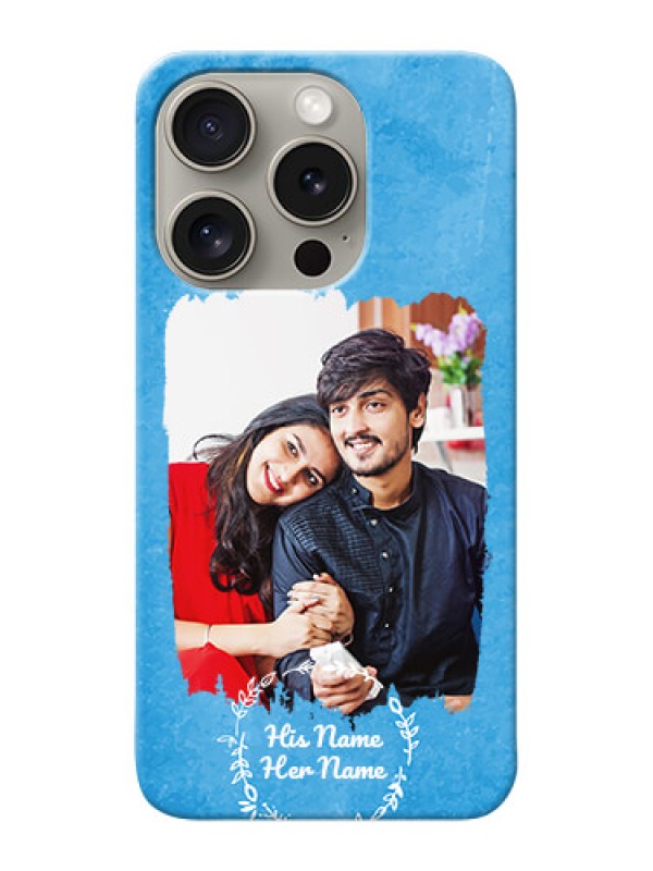 Custom iPhone 15 Pro custom mobile cases: Blue Color Vintage Design