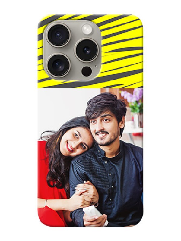 Custom iPhone 15 Pro Personalised mobile covers: Yellow Abstract Design