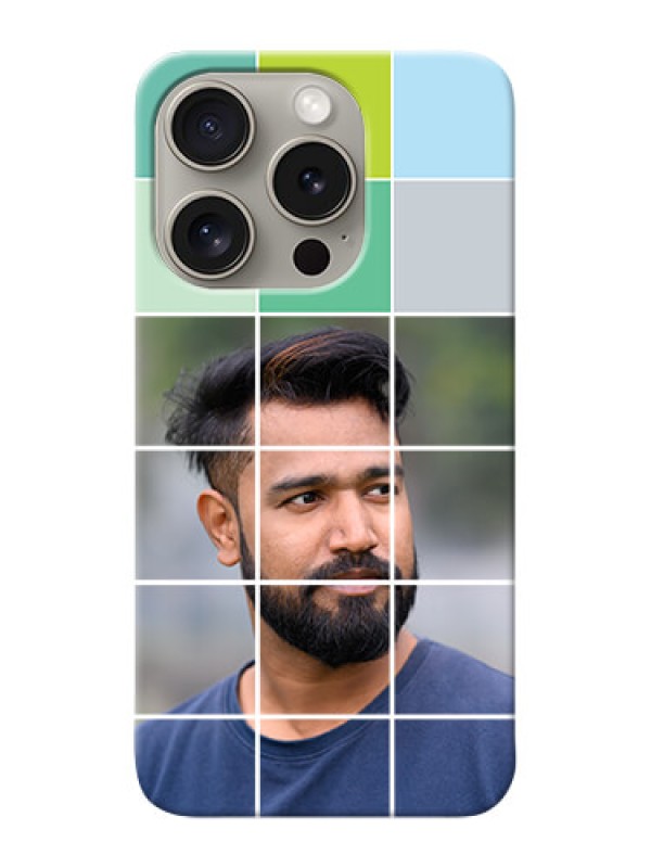 Custom iPhone 15 Pro personalised phone covers with white box pattern