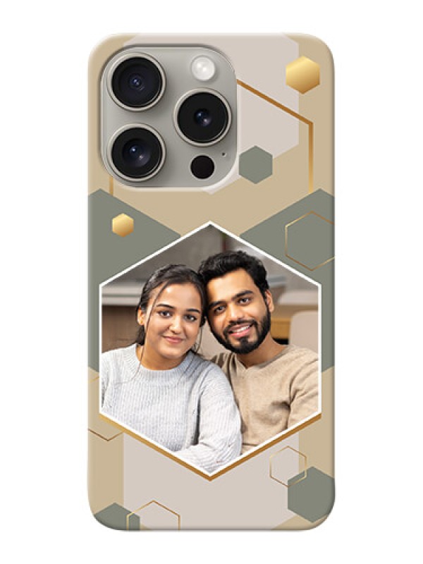 Custom iPhone 15 Pro Photo Printing on Case with Stylish Hexagon Pattern Design