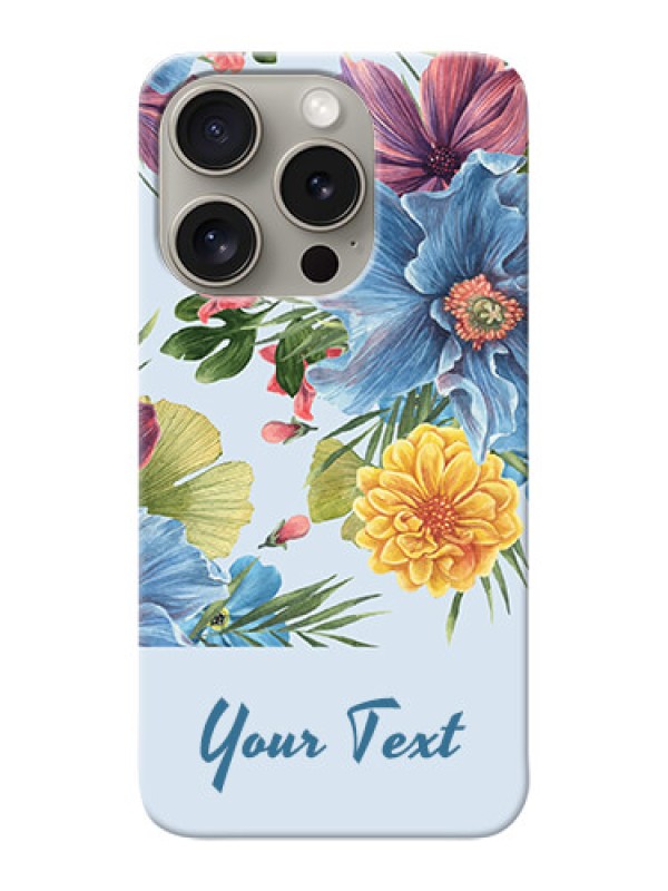 Custom iPhone 15 Pro Custom Mobile Case with Stunning Watercolored Flowers Painting Design