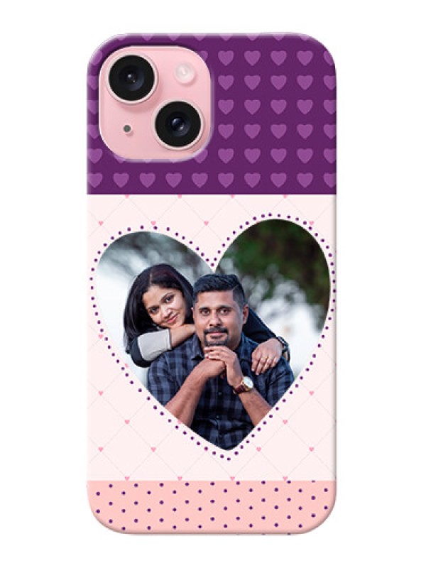 Custom iPhone 15 Mobile Back Covers: Violet Love Dots Design