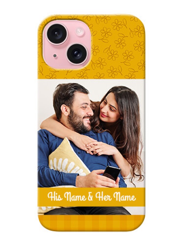 Custom iPhone 15 mobile phone covers: Yellow Floral Design