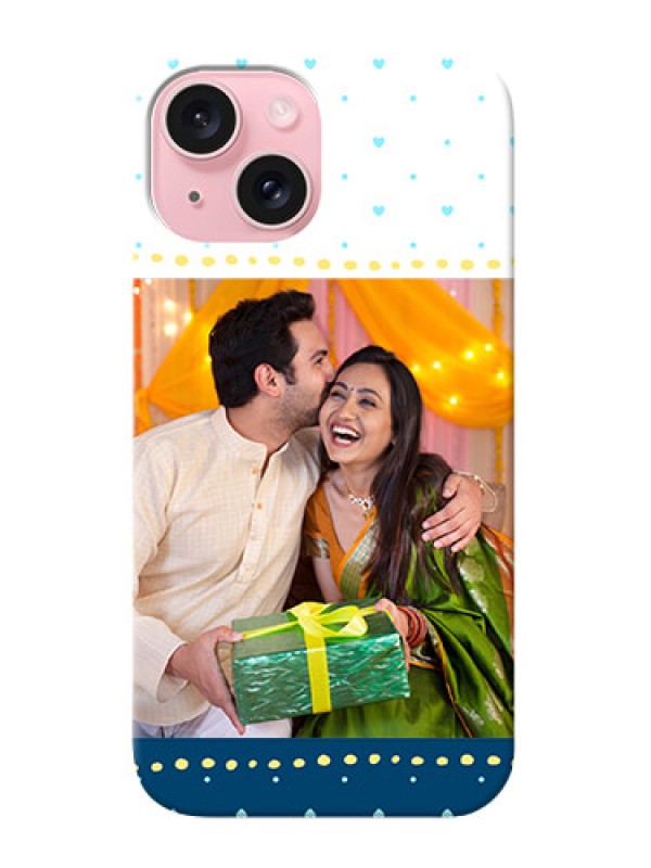 Custom iPhone 15 Phone Covers: White and Blue Abstract Design