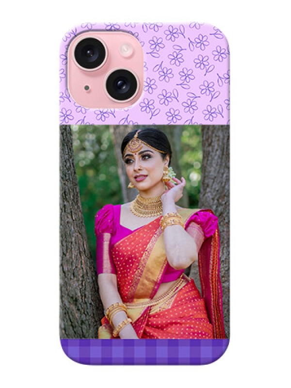 Custom iPhone 15 Mobile Cases: Purple Floral Design