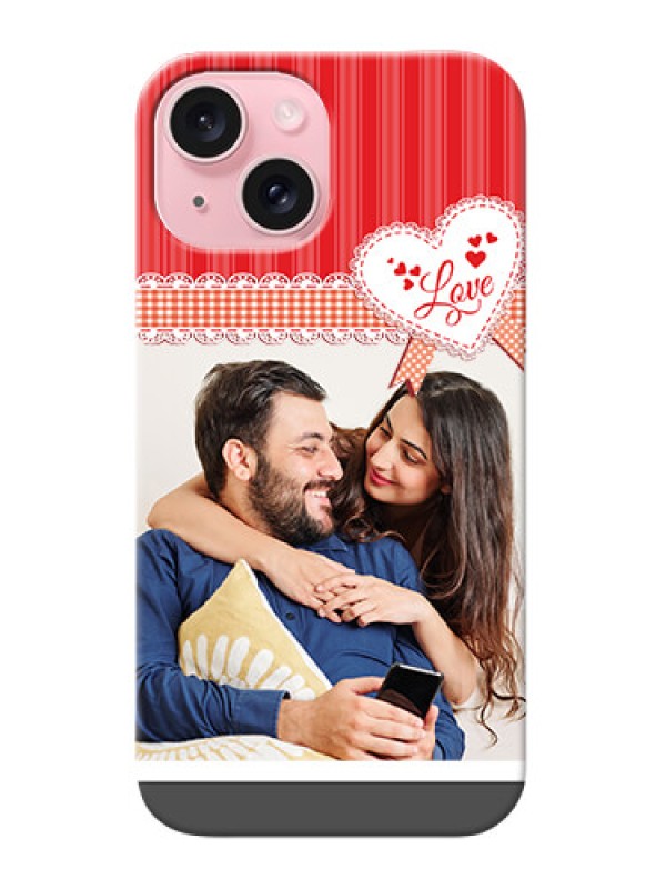 Custom iPhone 15 phone cases online: Red Love Pattern Design