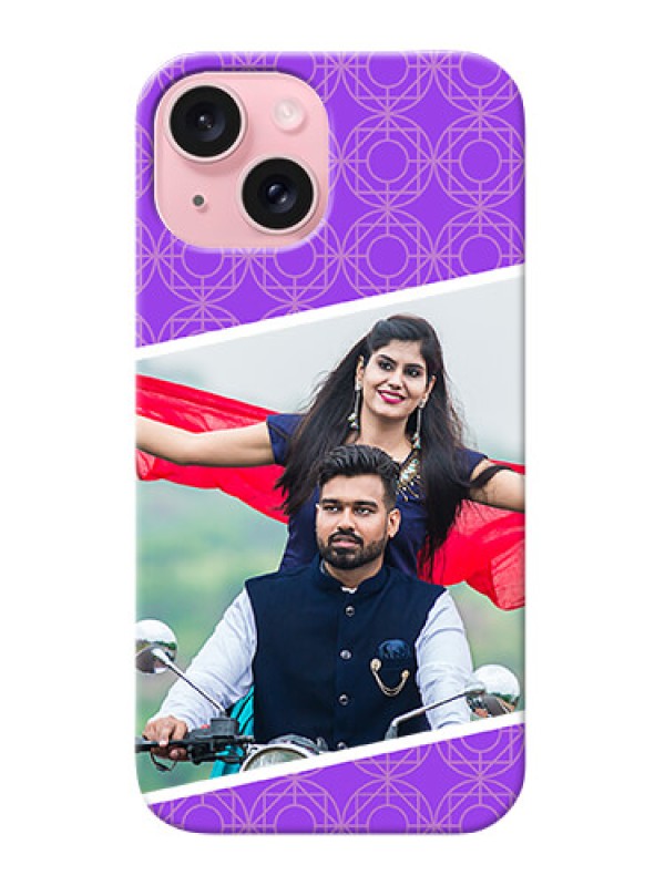 Custom iPhone 15 mobile back covers online: violet Pattern Design