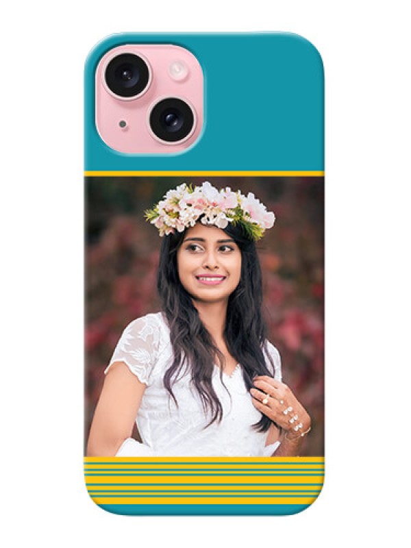 Custom iPhone 15 personalized phone covers: Yellow & Blue Design