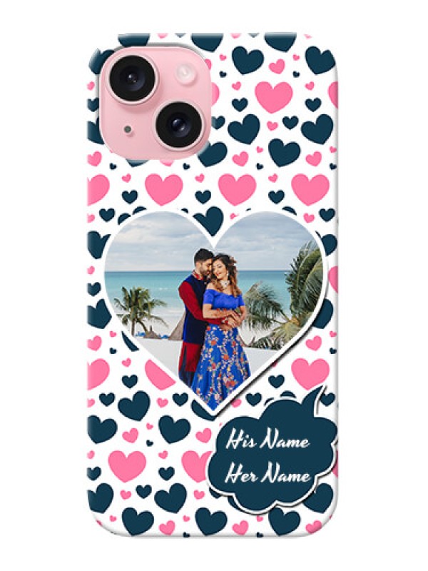 Custom iPhone 15 Mobile Covers Online: Pink & Blue Heart Design