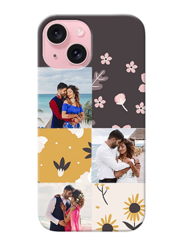 Custom iPhone 15 phone cases online: 3 Images with Floral Design