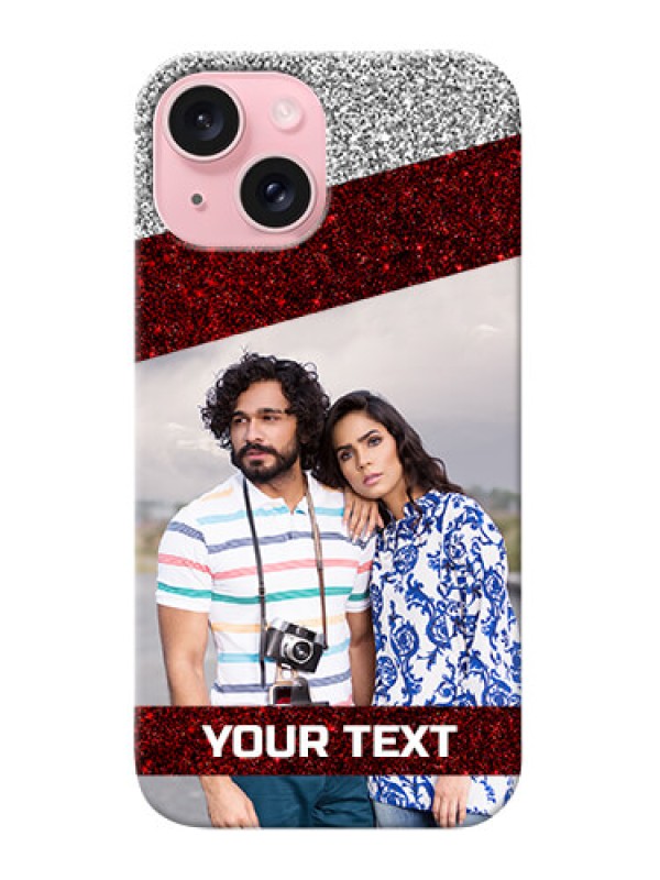 Custom iPhone 15 Mobile Cases: Image Holder with Glitter Strip Design