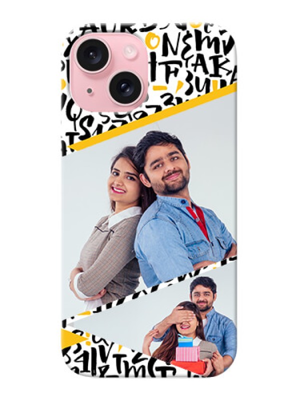 Custom iPhone 15 Phone Back Covers: Letters Pattern Design