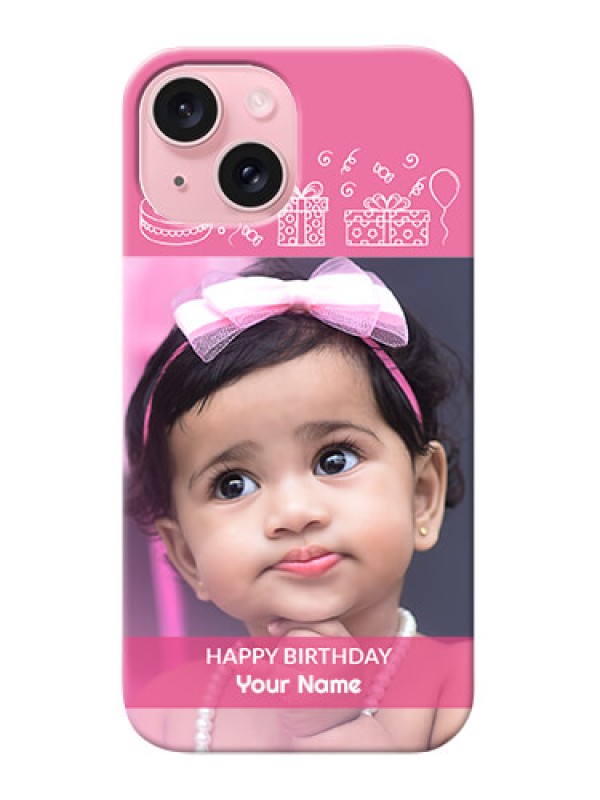Custom iPhone 15 Custom Mobile Cover with Birthday Line Art Design