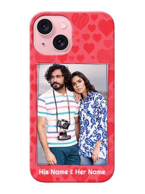 Custom iPhone 15 Mobile Back Covers: with Red Heart Symbols Design
