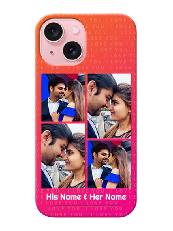 Custom iPhone 15 custom back covers: I Love You Pink Design