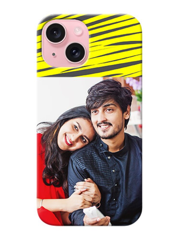 Custom iPhone 15 Personalised mobile covers: Yellow Abstract Design