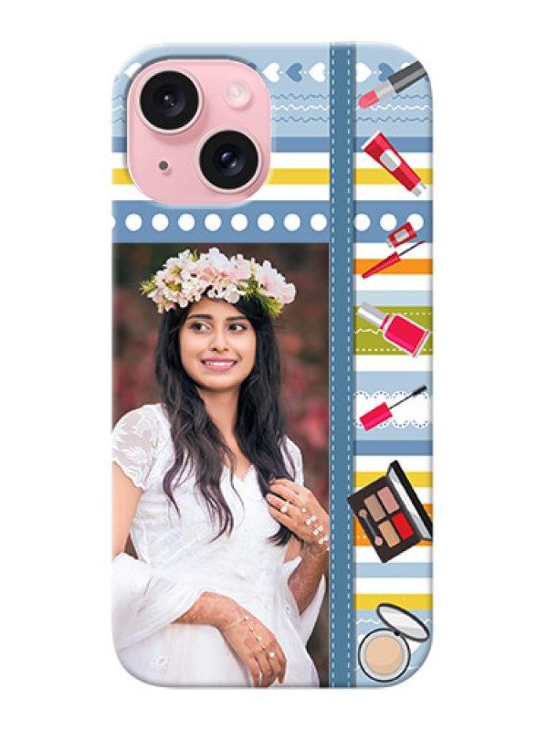 Custom iPhone 15 Personalized Mobile Cases: Makeup Icons Design