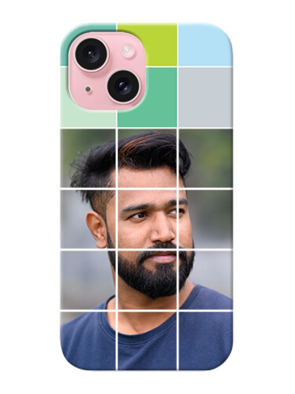 Custom iPhone 15 personalised phone covers with white box pattern