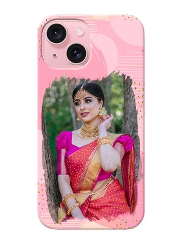 Custom iPhone 15 Phone Covers for Girls: Gold Glitter Splash Design