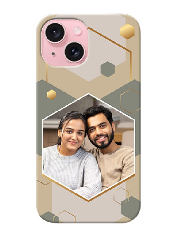 Custom iPhone 15 Photo Printing on Case with Stylish Hexagon Pattern Design