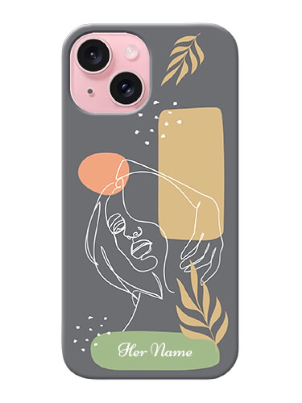 Custom iPhone 15 Custom Phone Case with Gazing Woman line art Design
