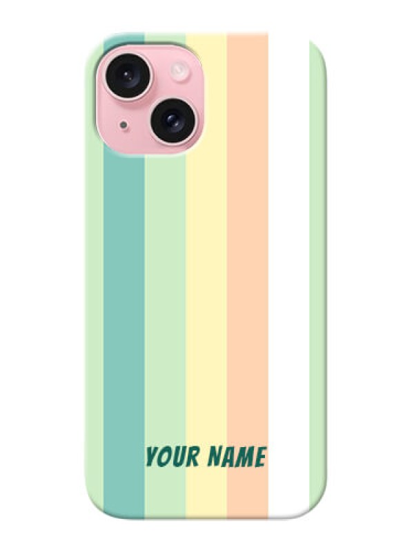 Custom iPhone 15 Photo Printing on Case with Multiwithcolour Stripes Design