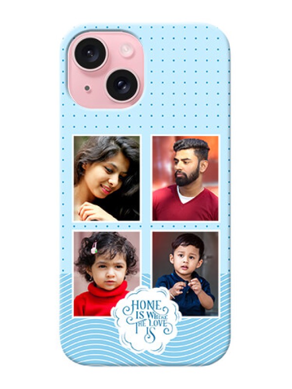 Custom iPhone 15 Custom Phone Case with Cute love quote with 4 pic upload Design