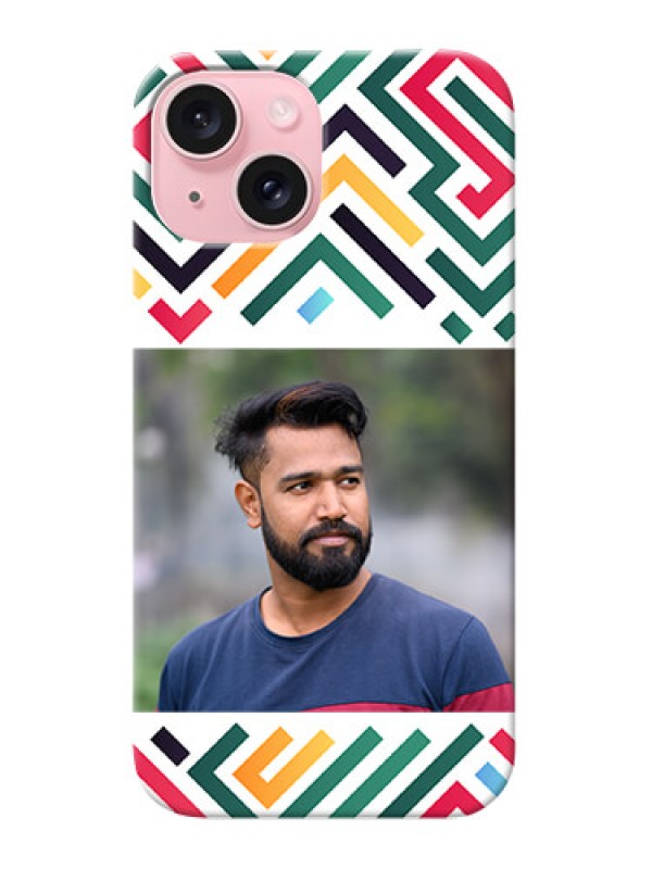 Custom iPhone 15 Personalized Phone Case with Colorful Maze Pattern Design