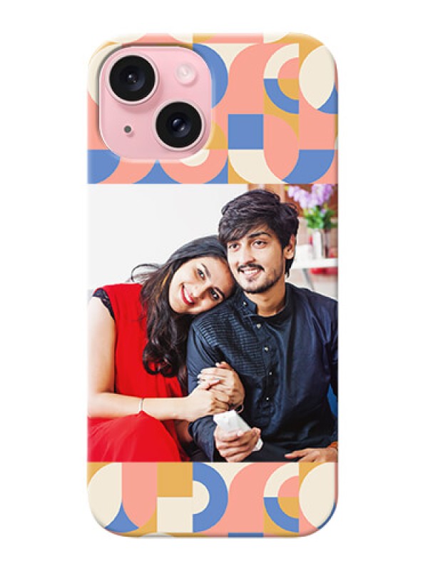 Custom iPhone 15 Photo Printing on Case with Semiwithcircle Maze Pattern Design