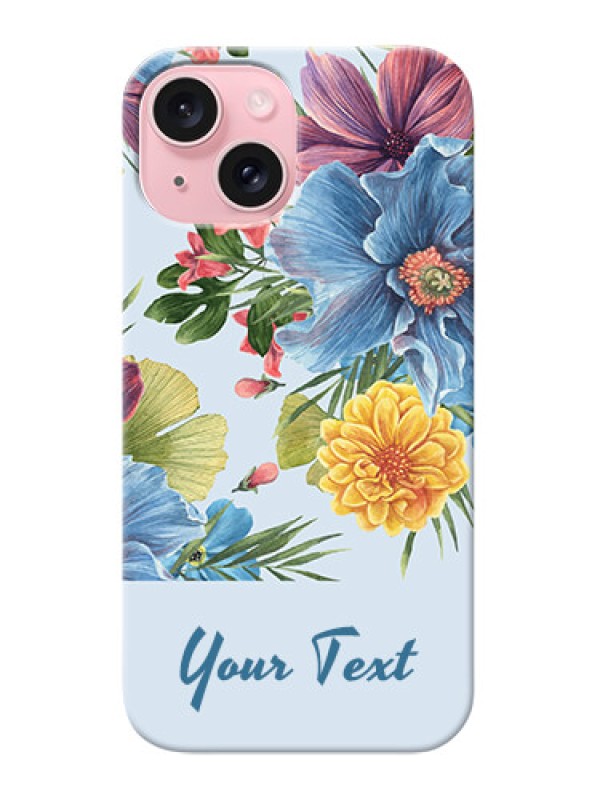 Custom iPhone 15 Custom Mobile Case with Stunning Watercolored Flowers Painting Design