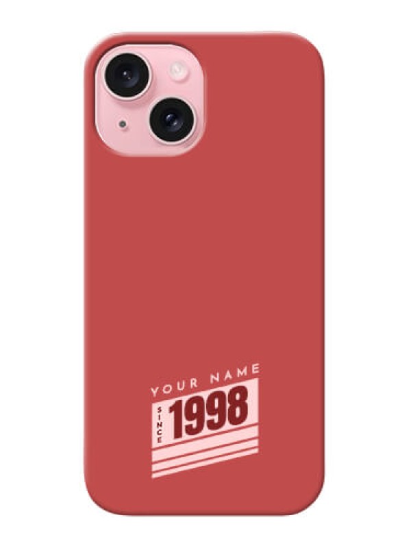 Custom iPhone 15 Custom Phone Case with Red custom year of birth Design