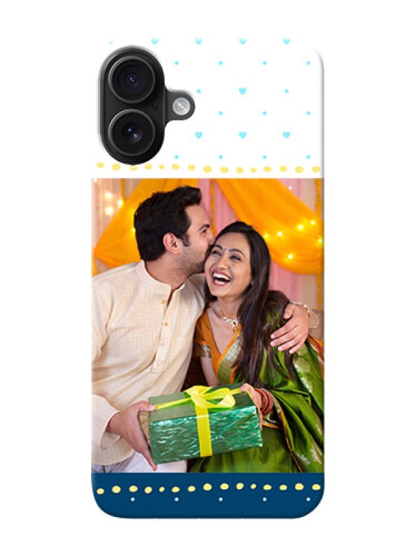 Custom iPhone 16 Plus Phone Covers: White and Blue Abstract Design