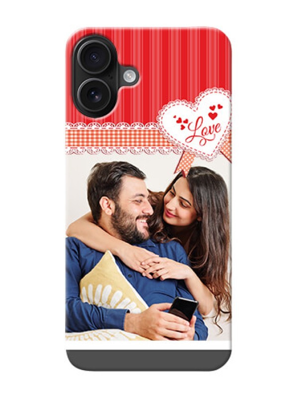 Custom iPhone 16 Plus phone cases online: Red Love Pattern Design