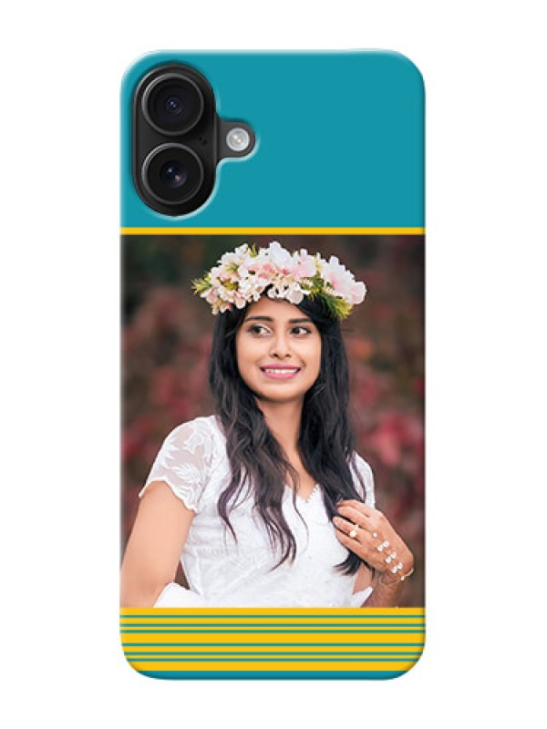 Custom iPhone 16 Plus personalized phone covers: Yellow And Blue Design