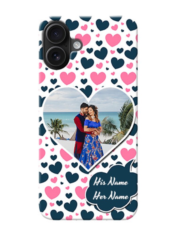 Custom iPhone 16 Plus Mobile Covers Online: Pink And Blue Heart Design