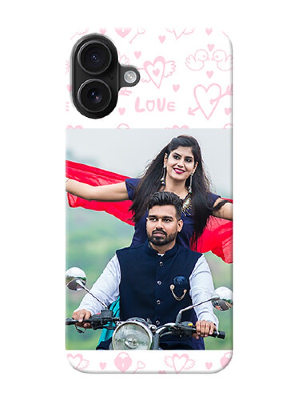 Custom iPhone 16 Plus personalized phone covers: Pink Flying Heart Design