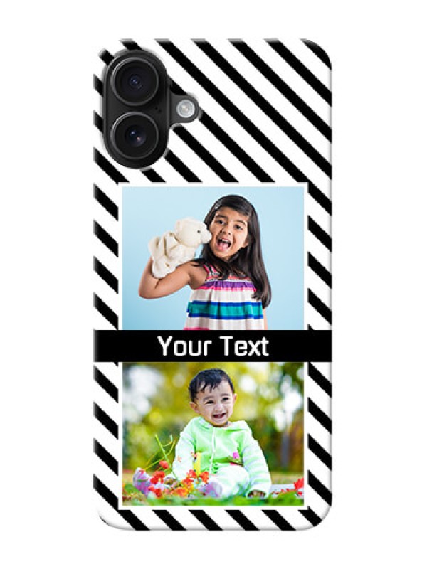 Custom iPhone 16 Plus Back Covers: Black And White Stripes Design