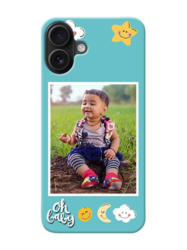 Custom iPhone 16 Plus Personalised Phone Cases: Smiley Kids Stars Design