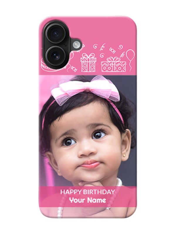 Custom iPhone 16 Plus Custom Mobile Cover with Birthday Line Art Design