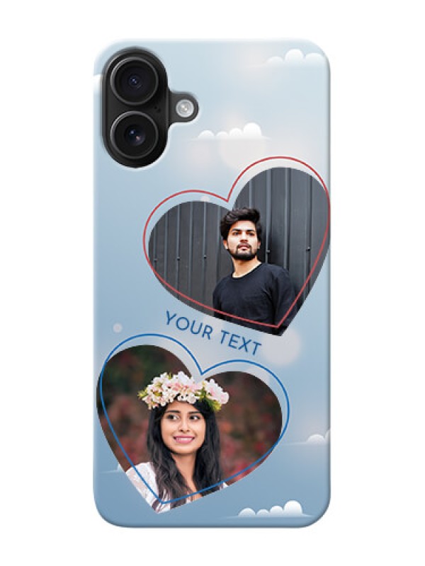 Custom iPhone 16 Plus Phone Cases: Blue Color Couple Design