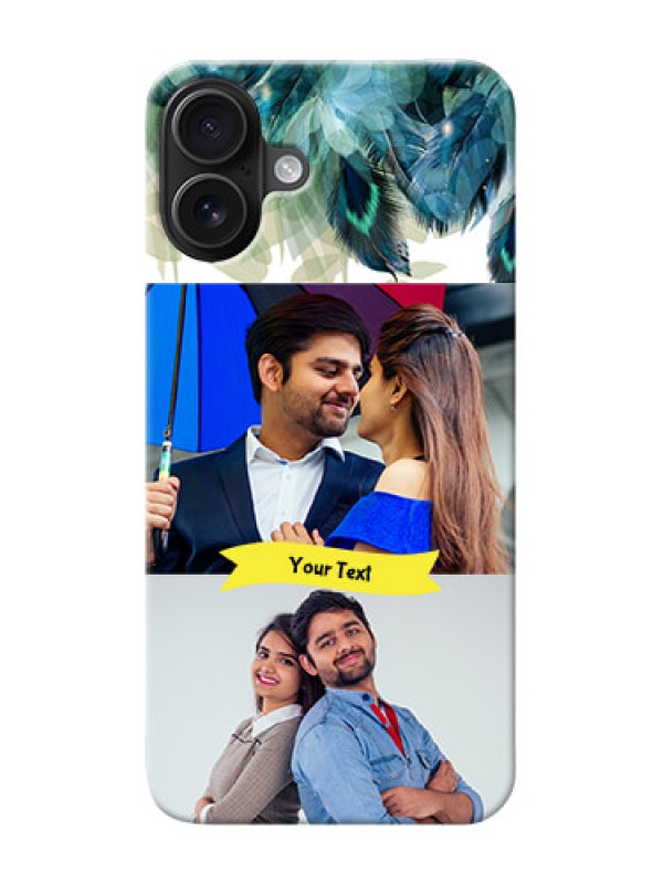 Custom iPhone 16 Plus Phone Cases: Image with Boho Peacock Feather Design