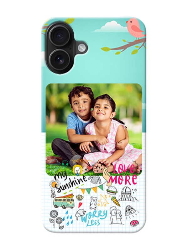 Custom iPhone 16 Plus phone cases online: Doodle love Design