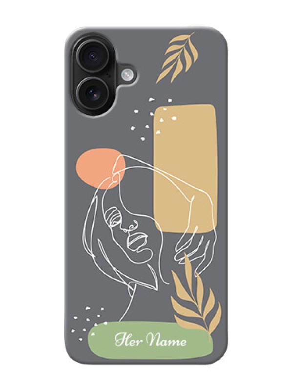 Custom iPhone 16 Plus Custom Phone Case with Gazing Woman line art Design