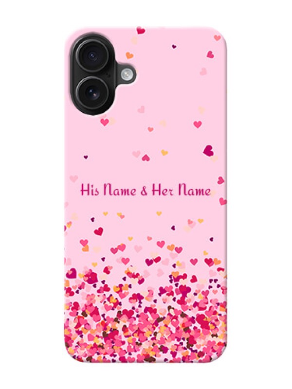 Custom iPhone 16 Plus Photo Printing on Case with Floating Hearts Design