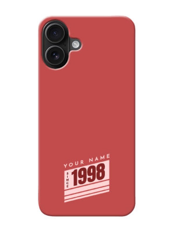 Custom iPhone 16 Plus Custom Phone Case with Red custom year of birth Design