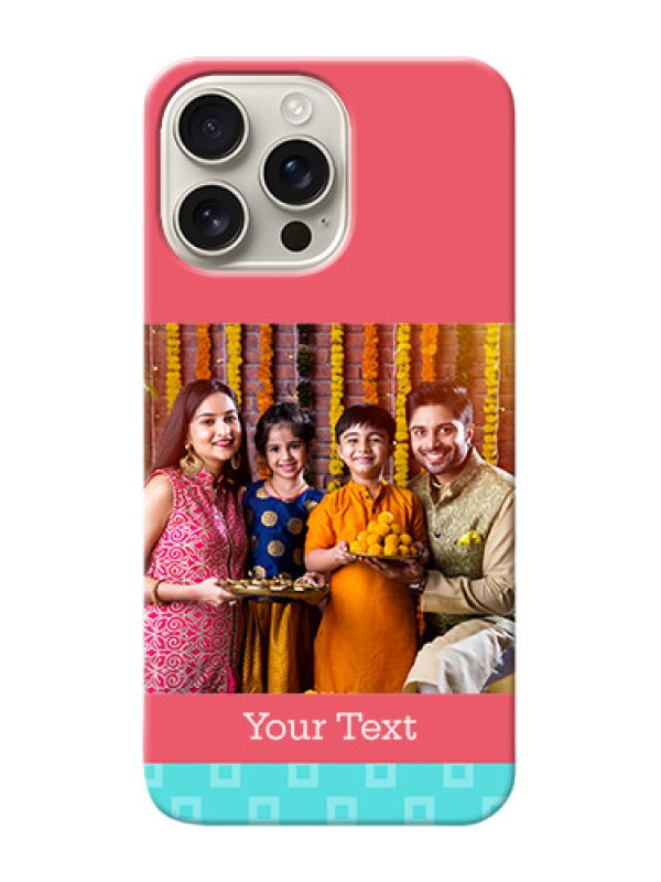 Custom iPhone 16 Pro Max Mobile Back Covers: Peach And Blue Color Design