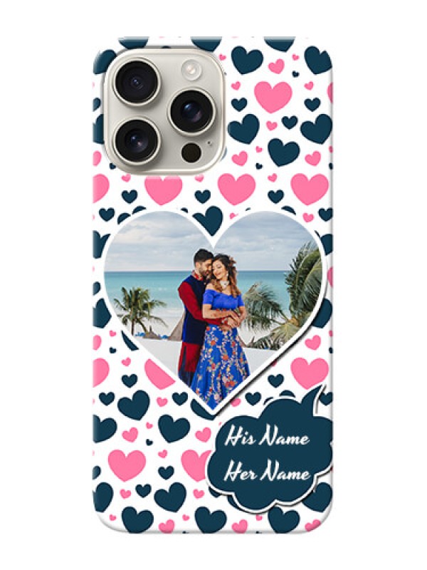 Custom iPhone 16 Pro Max Mobile Covers Online: Pink And Blue Heart Design